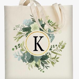 Amazon Cream Tote Bag with Green Floral Design